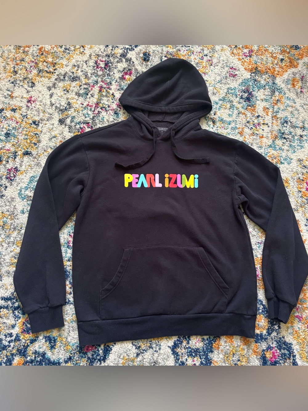 Pearl Izumi Men's Black Hoodie with Multicolor Logo medium